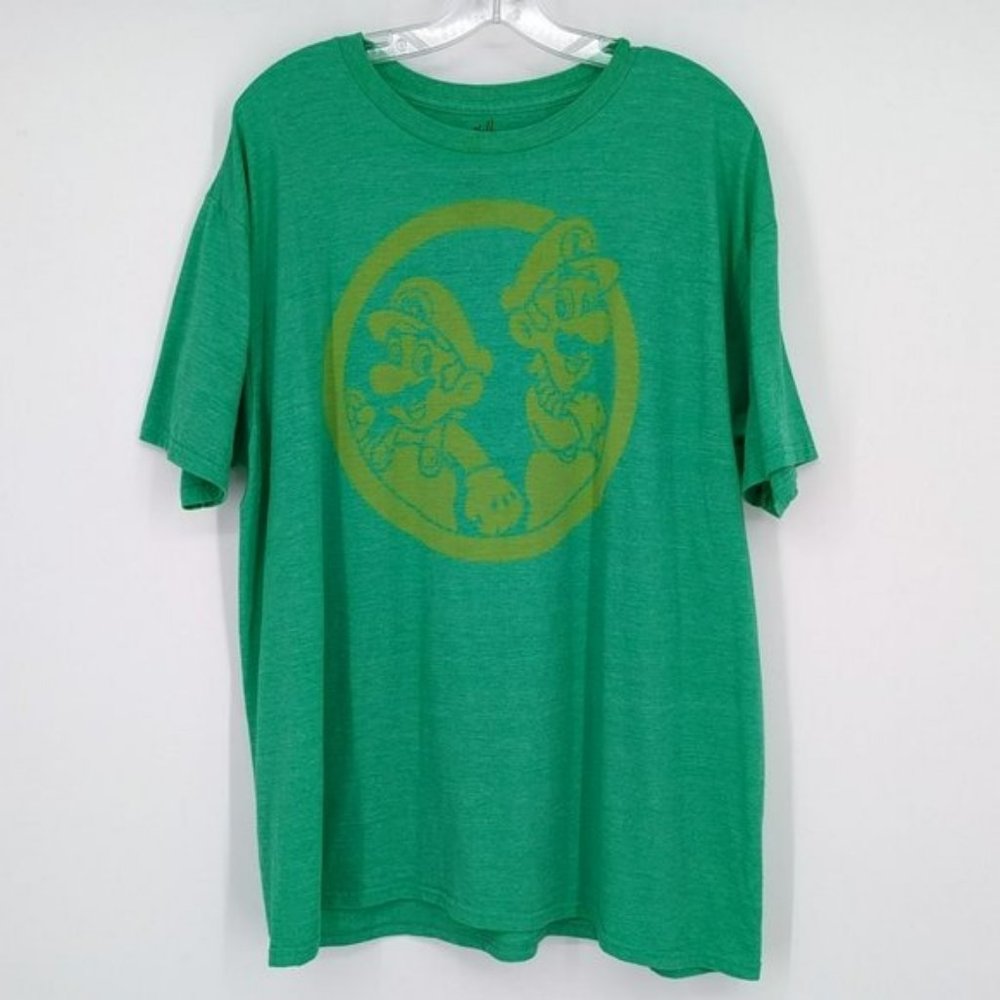 Chill Graphic Tee XL Green Yellow Short Sleeve Crew Neck Mario Brothers Classic